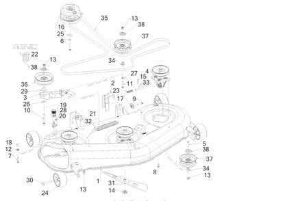 Deck Diagram and Parts List for RZT-S50KH (17ARCBDQ056)(2017) Cub Cadet Lawn Tractor